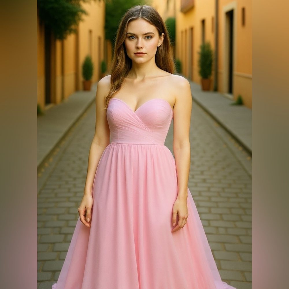 Chic Strapless Pink Prom Dress